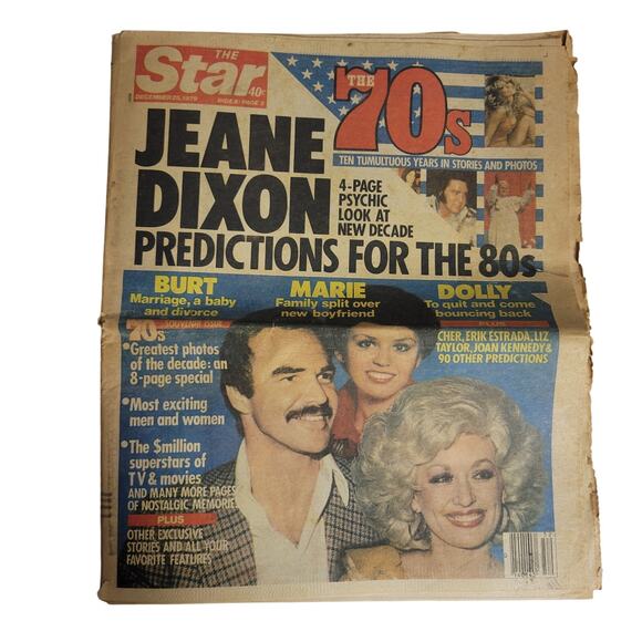 Vintage The Star Dec 25, 1979 Newspaper Dolly Parton Burt Reynolds Jeane Dixon - Picture 1 of 6